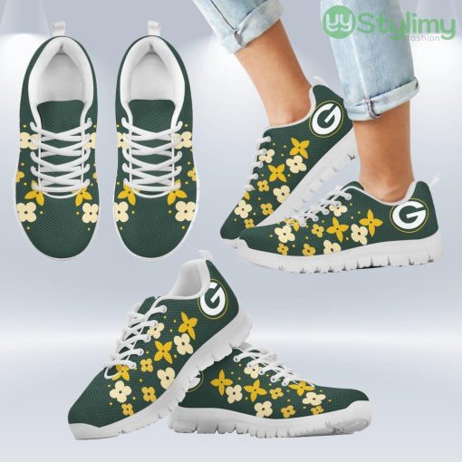 Flowers Pattern Green Bay Packers Sneakers Shoes Gift For Men And Women Product Photo 2