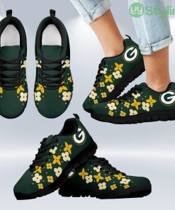 Flowers Pattern Green Bay Packers Sneakers Shoes Gift For Men And Women Product Photo 1