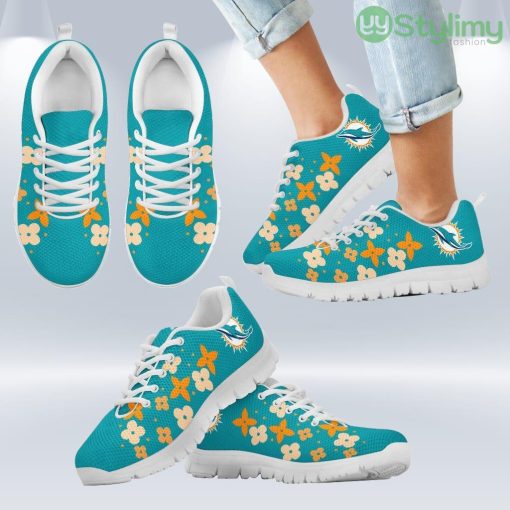 Flowers Pattern Miami Dolphins Sneakers Shoes Gift For Men And Women Product Photo 2