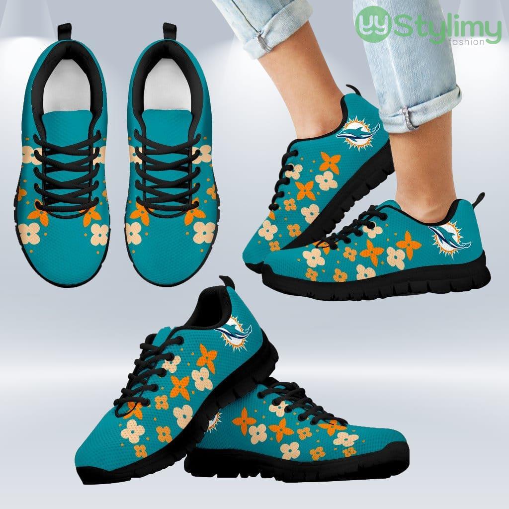 Flowers Pattern Miami Dolphins Sneakers Shoes Gift For Men And Women 5 Flowers Pattern Miami Dolphins Sneakers Shoes Gift For Men And Women Product Photo 1