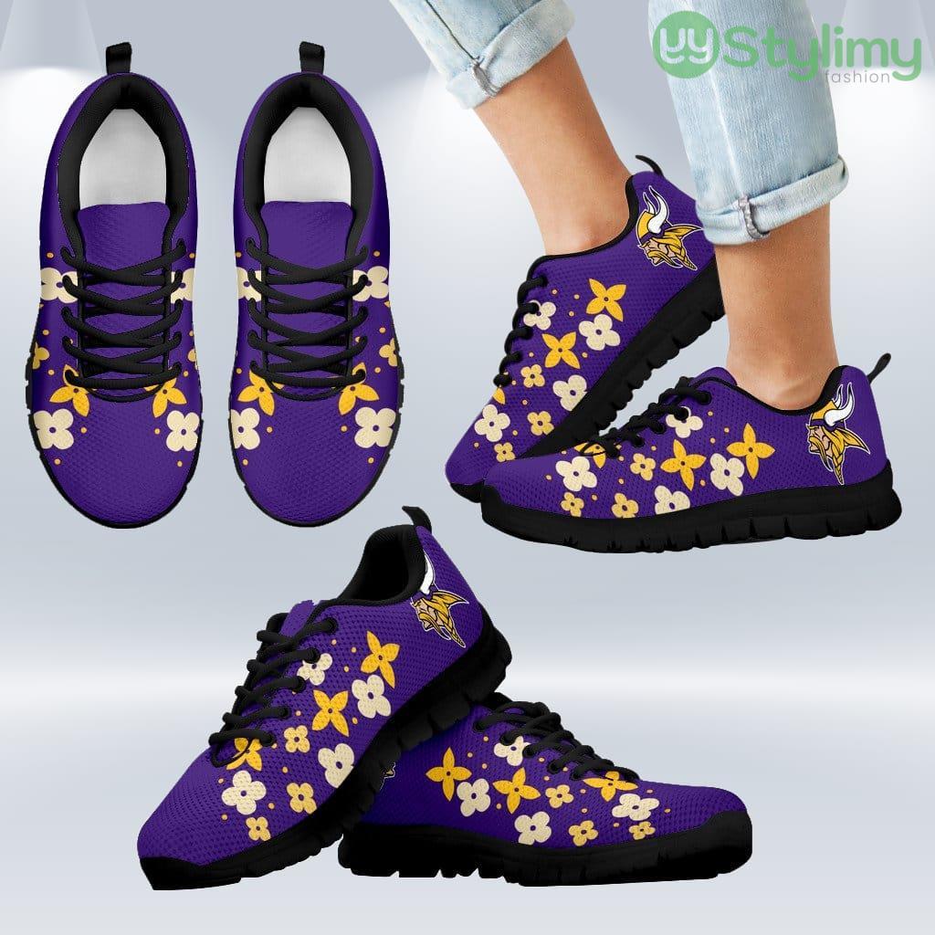 Flowers Pattern Minnesota Vikings Sneakers Shoes Gift For Men And Women 5 Flowers Pattern Minnesota Vikings Sneakers Shoes Gift For Men And Women Product Photo 1