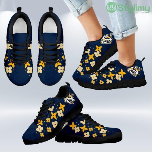 Flowers Pattern Nashville Predators Sneakers Shoes Gift For Men And Women Product Photo 1