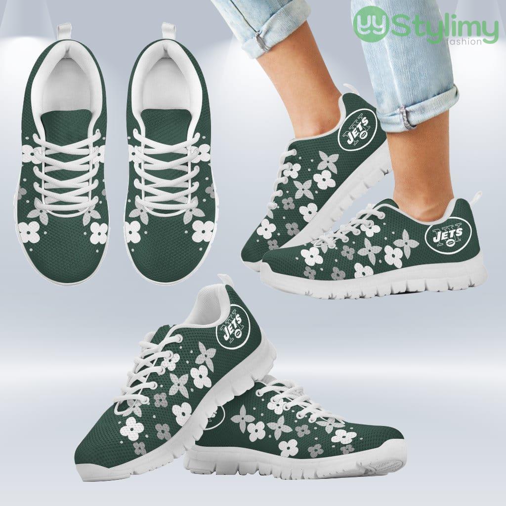 Flowers Pattern New York Jets Sneakers Shoes Gift For Men And Women 2 Flowers Pattern New York Jets Sneakers Shoes Gift For Men And Women Product Photo 2