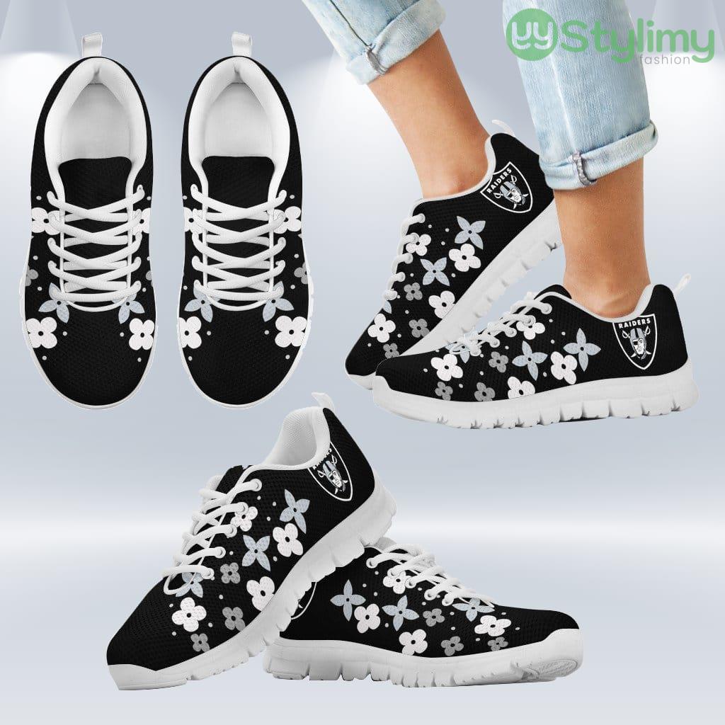 Flowers Pattern Oakland Raiders Sneakers Shoes Gift For Men And Women 2 Flowers Pattern Oakland Raiders Sneakers Shoes Gift For Men And Women Product Photo 2