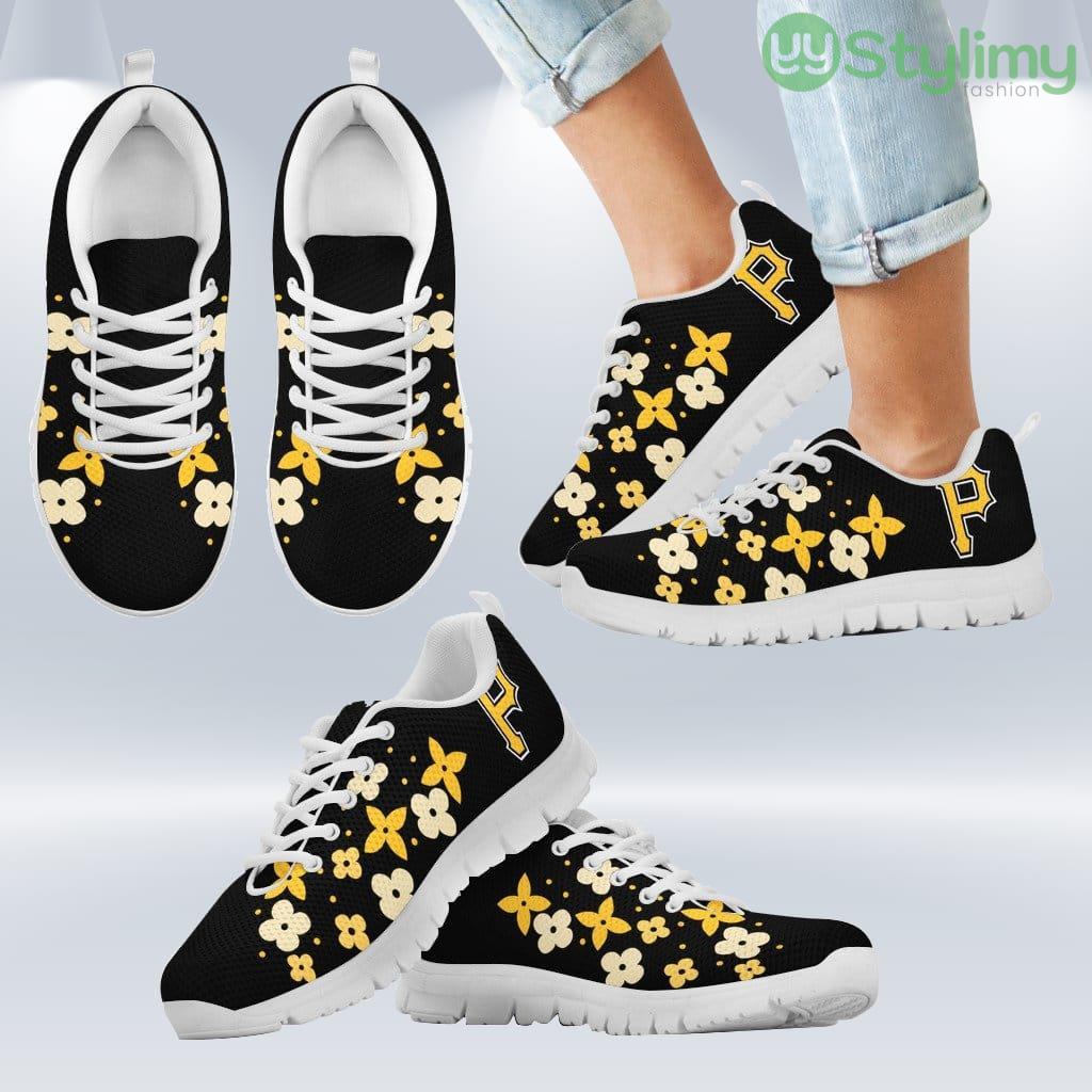 Flowers Pattern Pittsburgh Pirates Sneakers Shoes Gift For Men And Women 2 Flowers Pattern Pittsburgh Pirates Sneakers Shoes Gift For Men And Women Product Photo 2