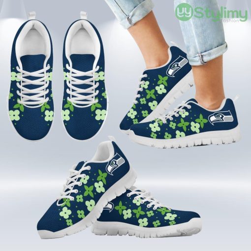 Flowers Pattern Seattle Seahawks Sneakers Shoes Gift For Men And Women Product Photo 2