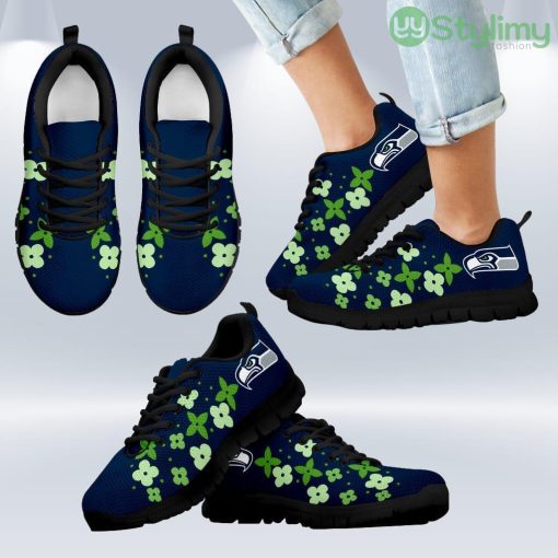 Flowers Pattern Seattle Seahawks Sneakers Shoes Gift For Men And Women Product Photo 1