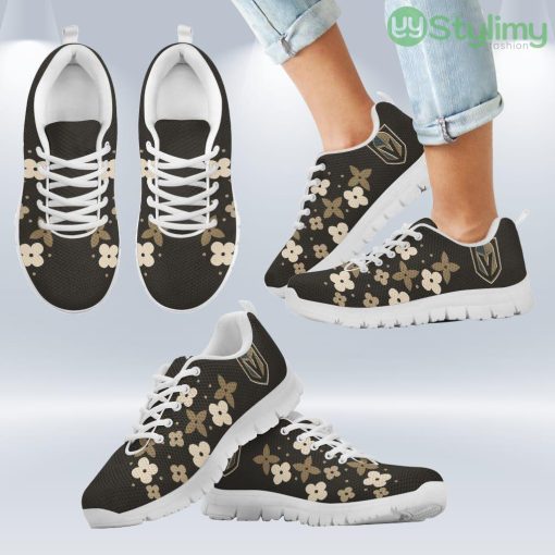 Flowers Pattern Vegas Golden Knights Sneakers Shoes Gift For Men And Women Product Photo 2