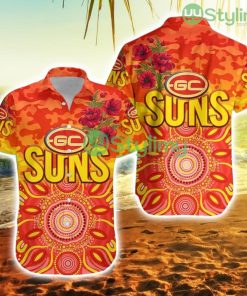 Gold Coast Suns Anzac Hawaiian Shirt Indigenous Vibes Trending Summer Product Photo 1