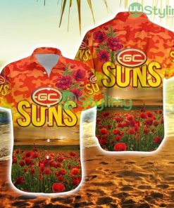 Gold Coast Suns Anzac Hawaiian Shirt Poppy Vibes Trending Summer Product Photo 1