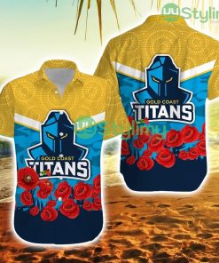 Gold Coast Titans Anzac Day Indigenous Art Hawaiian Shirt Trending Summer Product Photo 1