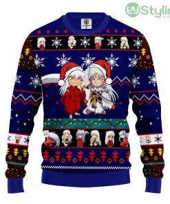 Inuyasha Ugly Christmas Sweater Blue For Men And Women 3D Printed Product Photo 1