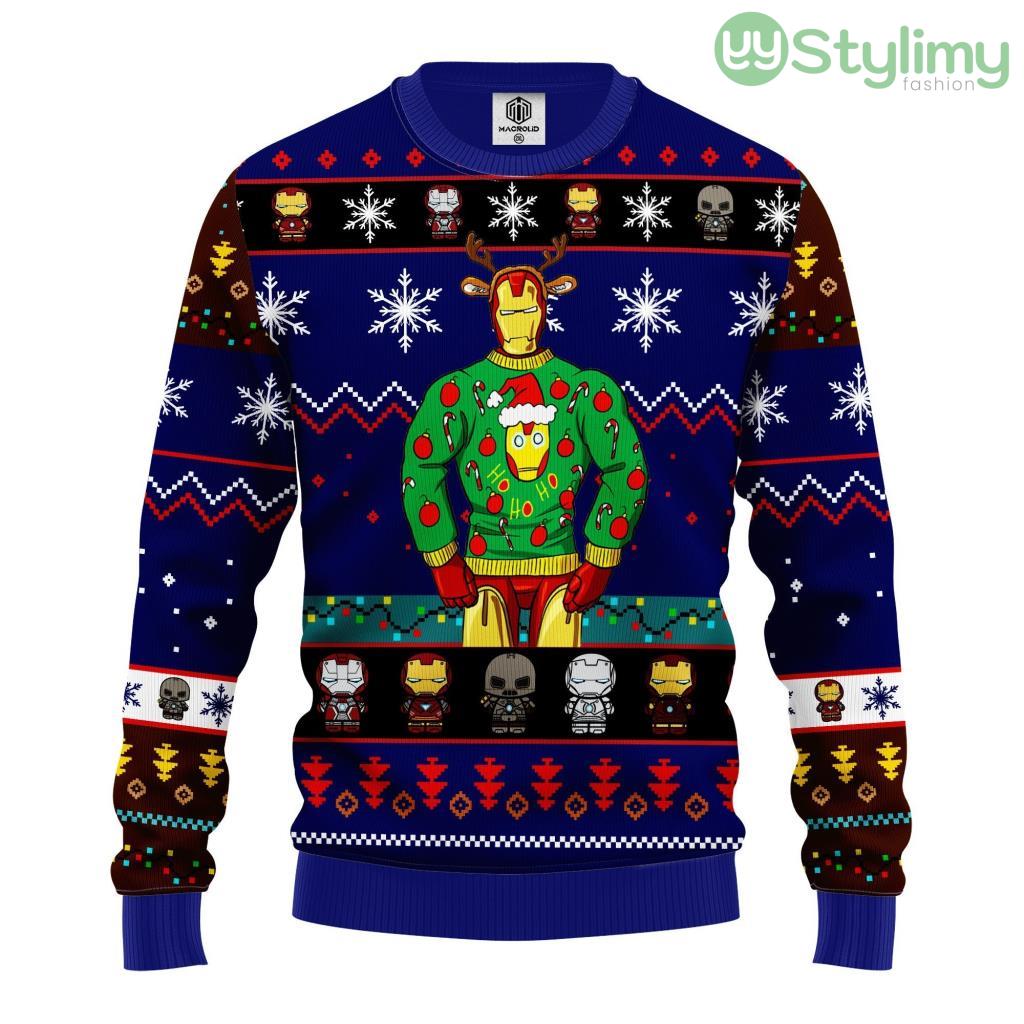 Iron Man Funny Ugly Christmas Sweater Purple For Men And Women 3D Printed 4 Iron Man Funny Ugly Christmas Sweater Purple For Men And Women 3D Printed Product Photo 1