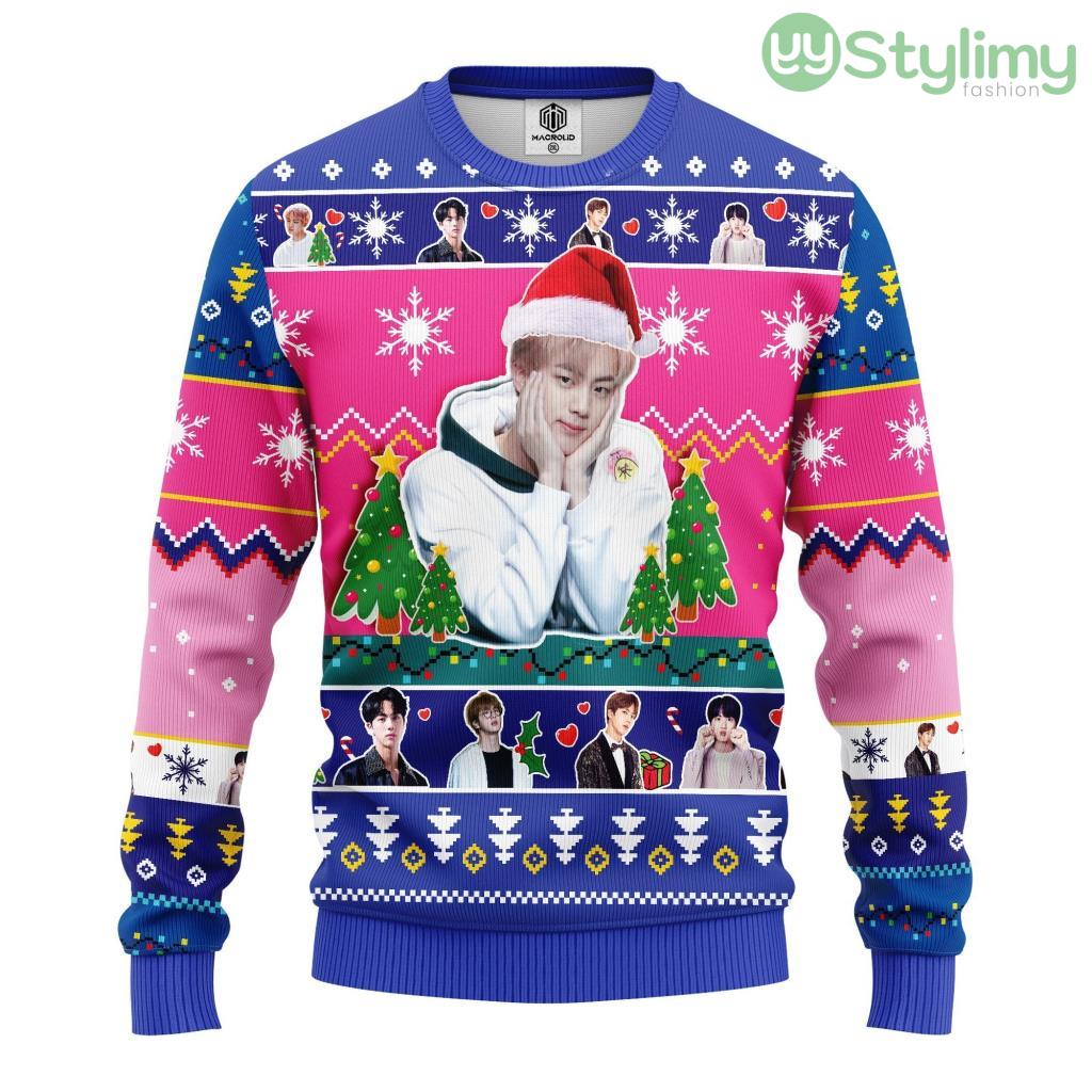 Jin Bts Ugly Christmas Sweater Pink For Men And Women 3D Printed 4 Jin Bts Ugly Christmas Sweater Pink For Men And Women 3D Printed Product Photo 1