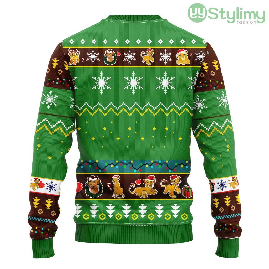 Lion King Simba Ugly Christmas Sweater Green For Men And Women 3D Printed 2 Lion King Simba Ugly Christmas Sweater Green For Men And Women 3D Printed Product Photo 2