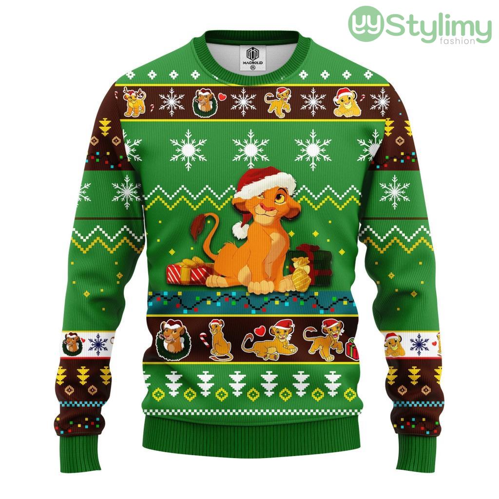 Lion King Simba Ugly Christmas Sweater Green For Men And Women 3D Printed 4 Lion King Simba Ugly Christmas Sweater Green For Men And Women 3D Printed Product Photo 1