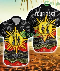 Personalised Aboriginal Flag Hawaiian Shirt Energetic Aussie Trending Summer Product Photo 1