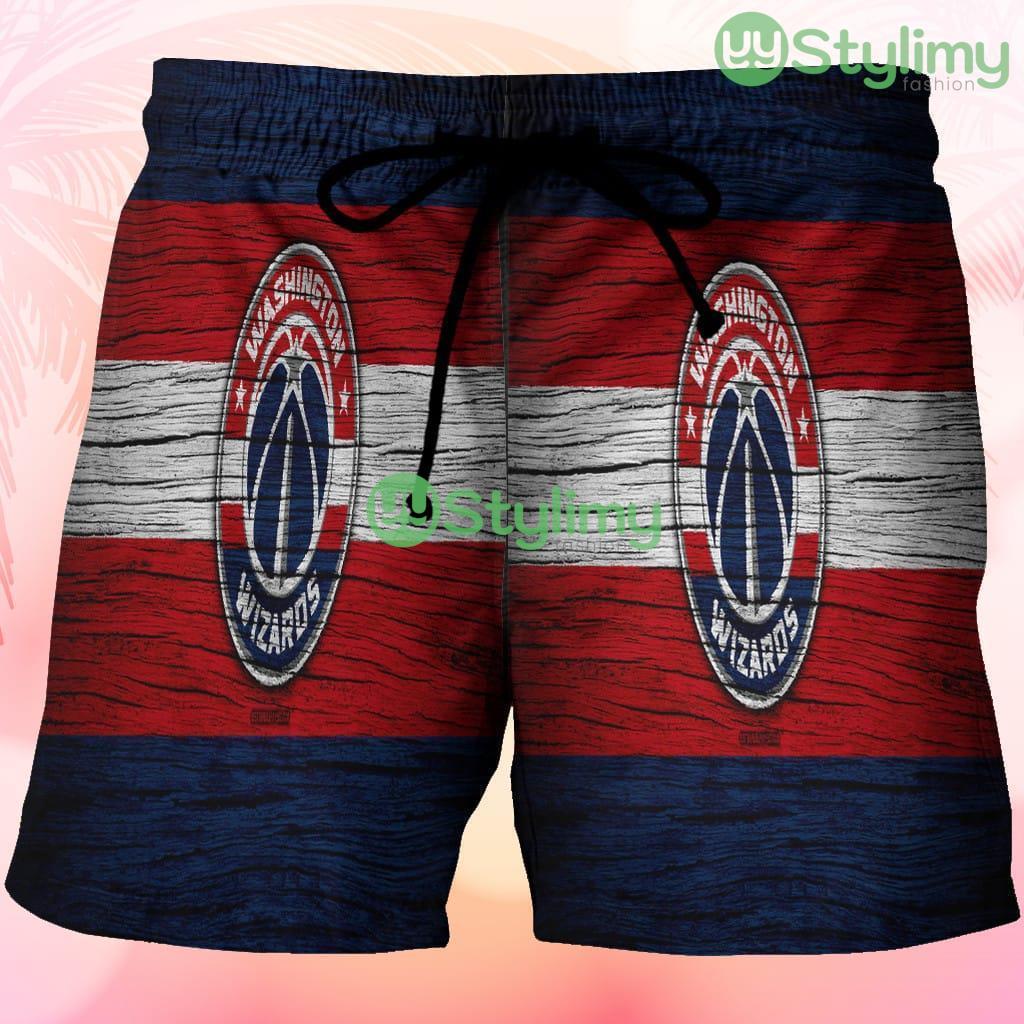 Washington Wizards Red White Wood Beach Hawaiian Shorts For Men Trending Summer 3 Washington Wizards Red White Wood Beach Hawaiian Shorts For Men Trending Summer Product Photo 1