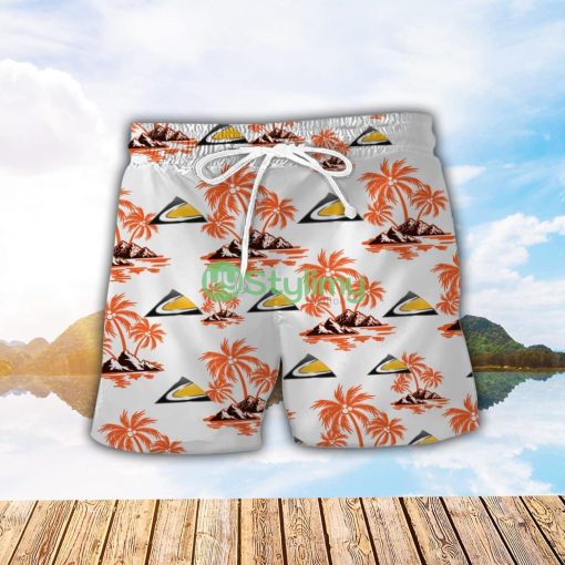 Challenger Orange Coconut Pattern Combo 3D Hawaiian Shirt And Shorts Product Photo 2