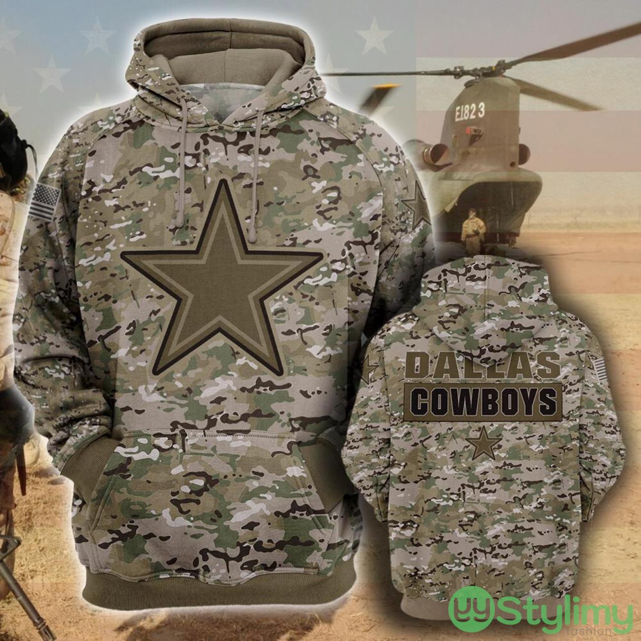 Dallas CowboysCamo Military Pattern 3D Hoodie For Fans 8 Dallas CowboysCamo Military Pattern 3D Hoodie For Fans Product Photo 1