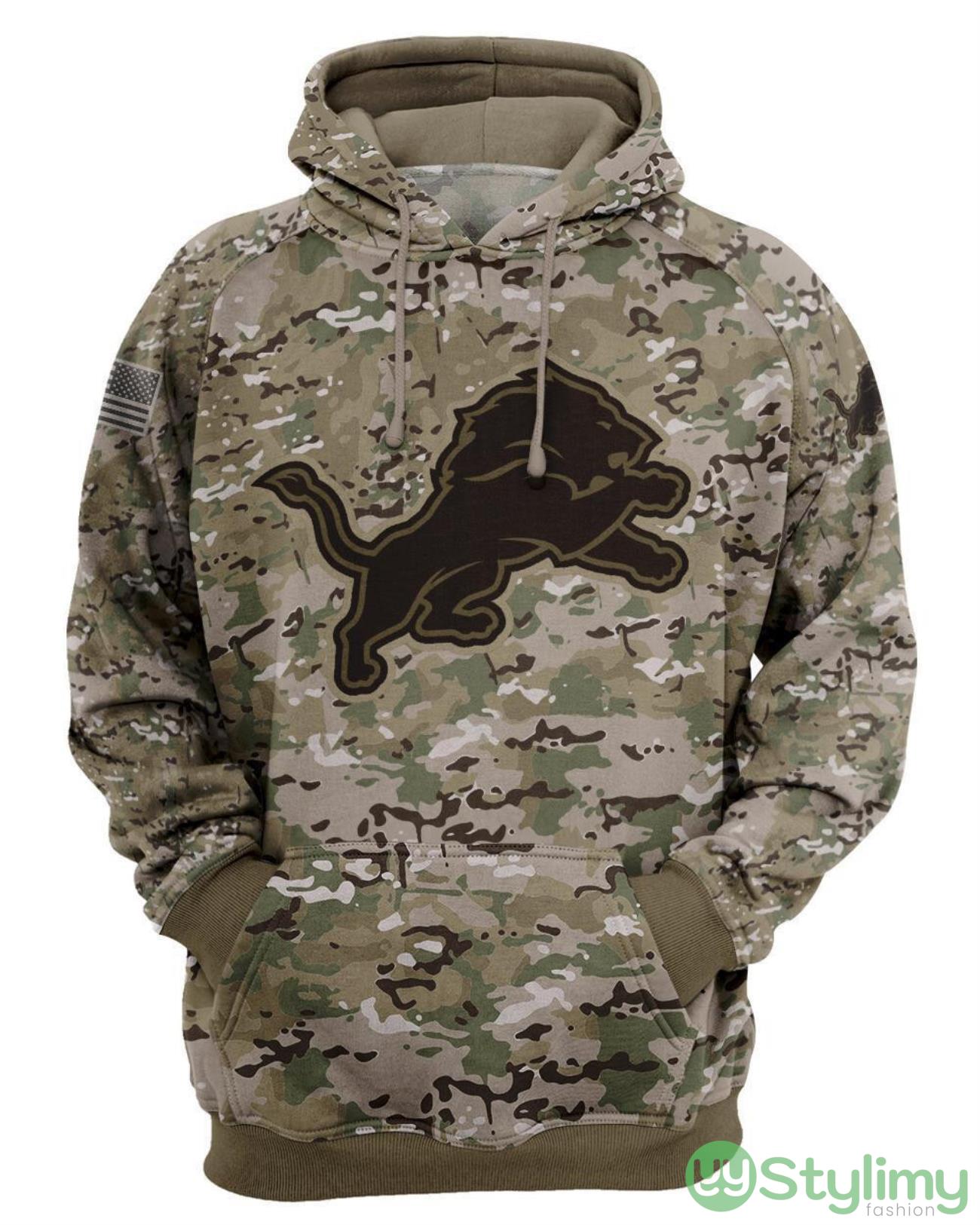 Detroit LionsCamo Military Pattern 3D Hoodie For Fans 2 Detroit LionsCamo Military Pattern 3D Hoodie For Fans Product Photo 2
