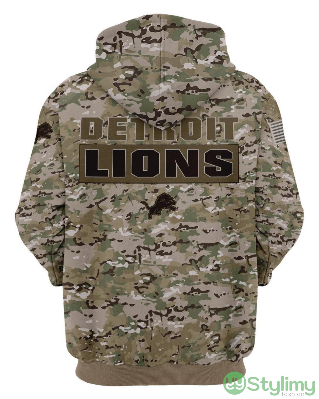 Detroit LionsCamo Military Pattern 3D Hoodie For Fans 3 Detroit LionsCamo Military Pattern 3D Hoodie For Fans Product Photo 3