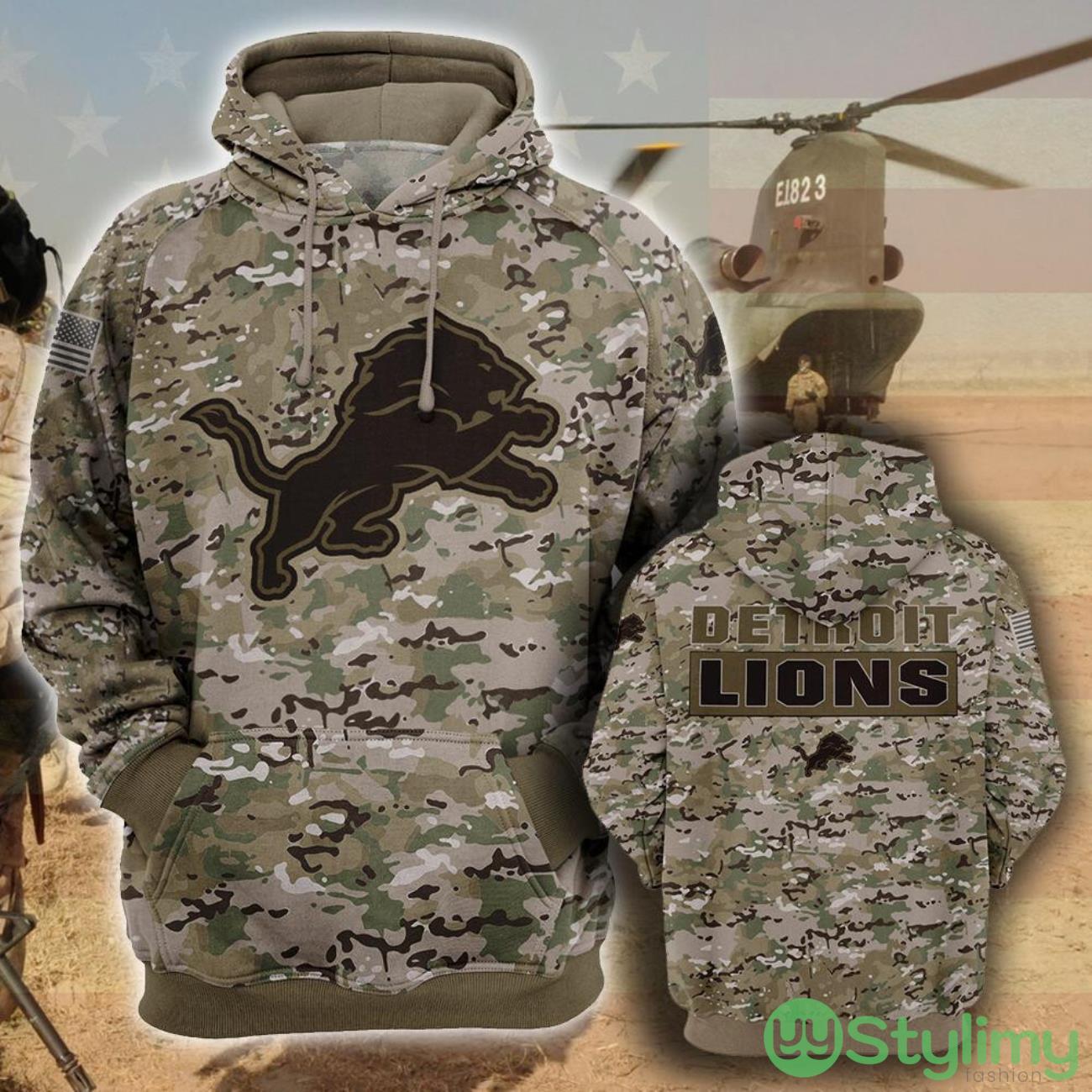 Detroit LionsCamo Military Pattern 3D Hoodie For Fans 8 Detroit LionsCamo Military Pattern 3D Hoodie For Fans Product Photo 1
