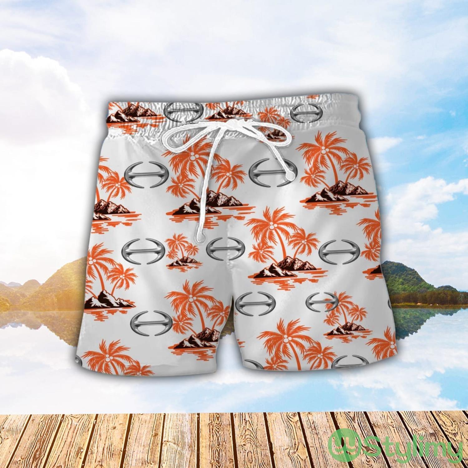 Hino Orange Coconut Pattern Combo 3D Hawaiian Shirt And Shorts 2 Hino Orange Coconut Pattern Combo 3D Hawaiian Shirt And Shorts Product Photo 2