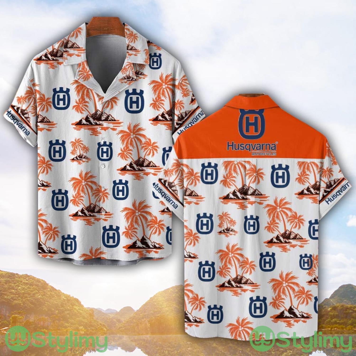 Husqvarna Motorcycles Orange Coconut Pattern Combo 3D Hawaiian Shirt And Shorts 3 Husqvarna Motorcycles Orange Coconut Pattern Combo 3D Hawaiian Shirt And Shorts Product Photo 1