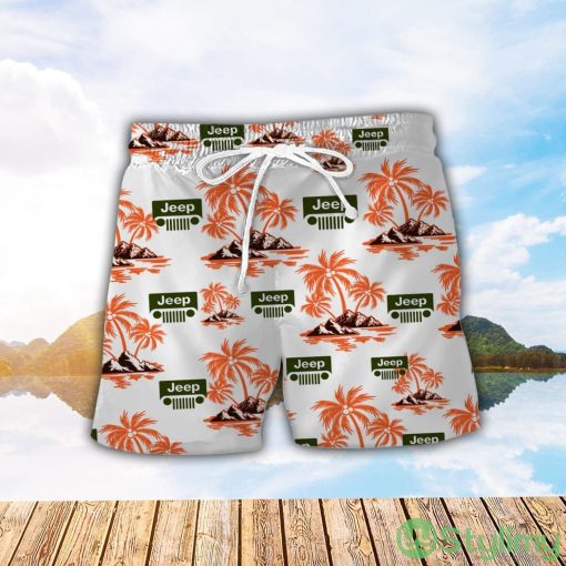 Jeep Orange Coconut Pattern Combo 3D Hawaiian Shirt And Shorts Product Photo 2