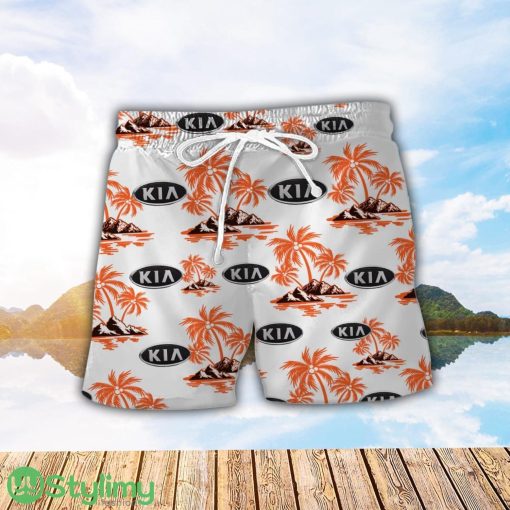 Kia Orange Coconut Pattern Combo 3D Hawaiian Shirt And Shorts Product Photo 2