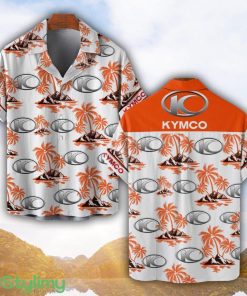 Kymco Motorcycles Orange Coconut Pattern Combo 3D Hawaiian Shirt And Shorts Product Photo 1