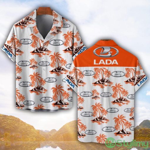 Lada Orange Coconut Pattern Combo 3D Hawaiian Shirt And Shorts Product Photo 1