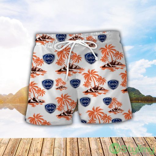 Lancia Orange Coconut Pattern Combo 3D Hawaiian Shirt And Shorts Product Photo 2