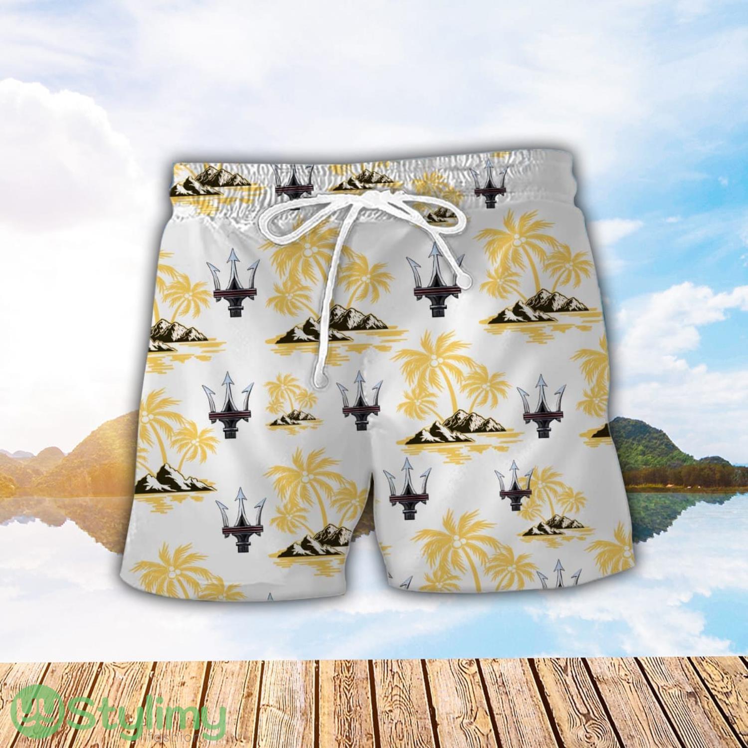 Maserati Yellow Coconut Pattern Combo 3D Hawaiian Shirt And Shorts 2 Maserati Yellow Coconut Pattern Combo 3D Hawaiian Shirt And Shorts Product Photo 2