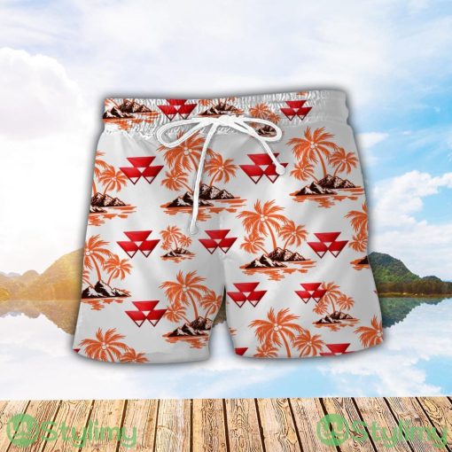 Massey Ferguson Orange Coconut Pattern Combo 3D Hawaiian Shirt And Shorts Product Photo 2