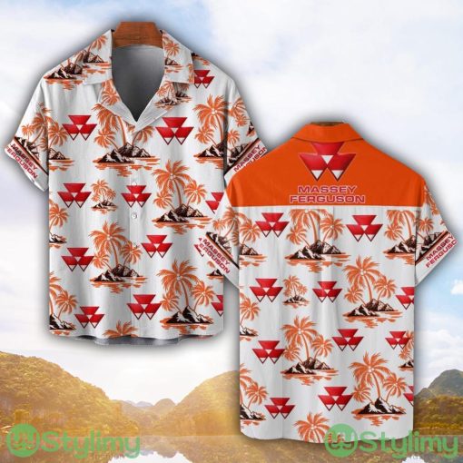 Massey Ferguson Orange Coconut Pattern Combo 3D Hawaiian Shirt And Shorts Product Photo 1