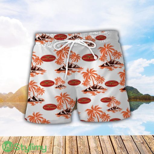 Moto Guzzi Orange Coconut Pattern Combo 3D Hawaiian Shirt And Shorts Product Photo 2