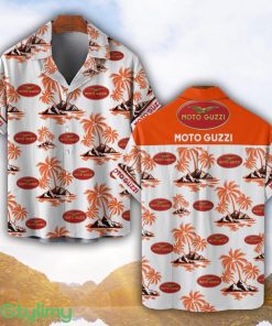 Moto Guzzi Orange Coconut Pattern Combo 3D Hawaiian Shirt And Shorts Product Photo 1