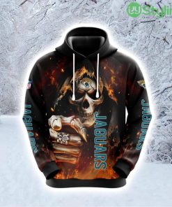 NFL Jacksonville Jaguars Skull Fashionable Game Time Attire Hoodie 3D All Over Print Product Photo 1