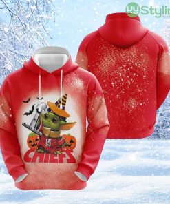 NFL Kansas City Chiefs Baby Yoda Pumpkins Halloween 3D Hoodie All Over Print For Football Fans Product Photo 1