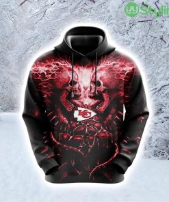 NFL Kansas City Chiefs Skull Unleash Your Fandom Hoodie 3D All Over Print Product Photo 1