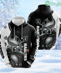 NFL Las Vegas Raiders Jack Skellington Perfect Fan Gear 3D Hoodie All Over Print For Football Season Product Photo 1