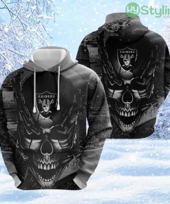 NFL Las Vegas Raiders Skull Elevate Your Game Day Look 3D Hoodie All Over Print Product Photo 1