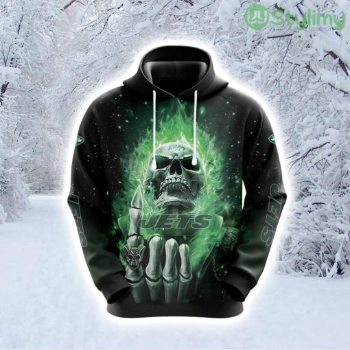NFL New York Jets Skull Celebrate Game Day With Flair Hoodie 3D All Over Print Product Photo 1