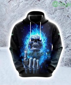 NFL New York Jets Skull Trendy Fanwear Hoodie 3D All Over Print Product Photo 1