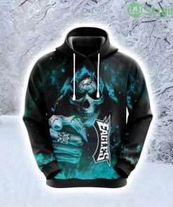 NFL Philadelphia Eagles Skull Celebrate Game Day With Flair Hoodie 3D All Over Print Product Photo 1