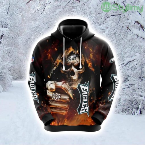 NFL Philadelphia Eagles Skull Score Big In Style Hoodie 3D All Over Print Product Photo 1