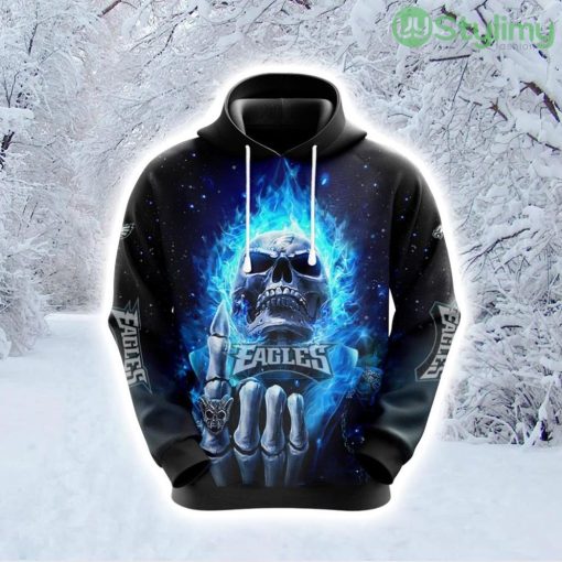NFL Philadelphia Eagles Skull Trendy Fanwear Hoodie 3D All Over Print Product Photo 1