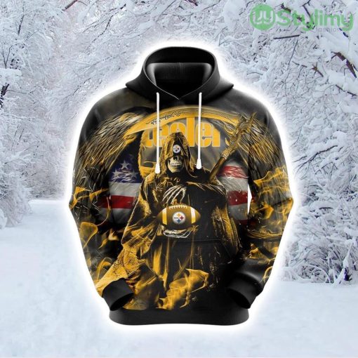 NFL Pittsburgh Steelers Skull Unleash Your Fandom Hoodie 3D All Over Print Product Photo 1